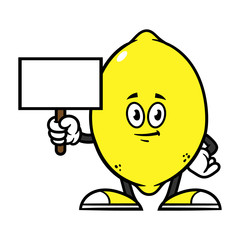 Cartoon Lemon Character Holding a Sign