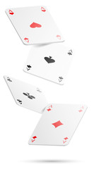 Spielkarten Asse fallend Kasino Poker isoliert Vektor