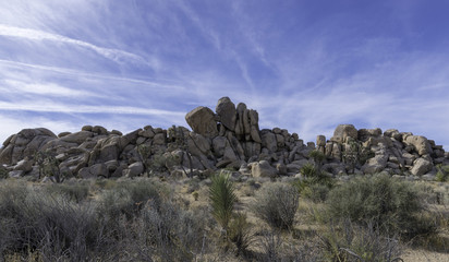 geologic formation of rocks and boulders at Joshua Tree National Park