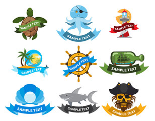 Sea and pirate logos
