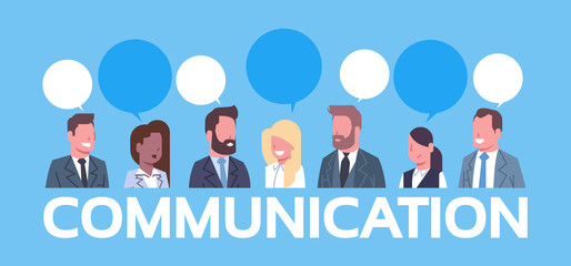 Fototapeta na wymiar Business People Group Communication Concept Team Of Successful Businessmen And Businesswomen Flat Vector Illustration