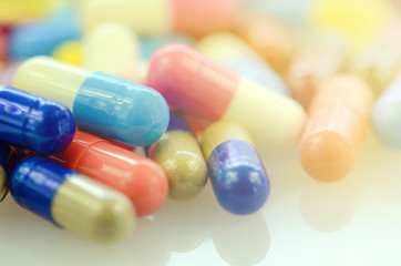 Oral medication background with warm light.