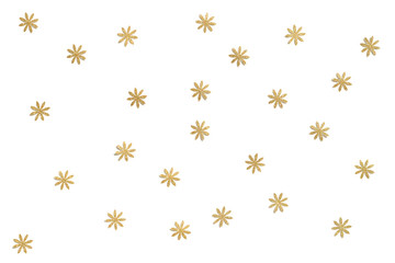 Gold glitter flower paper cut on white background - isolated