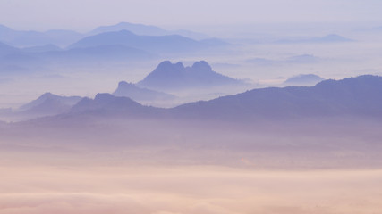 Sea of mist and Sunrise Background.