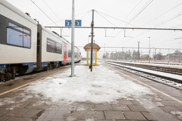 train station in the snow