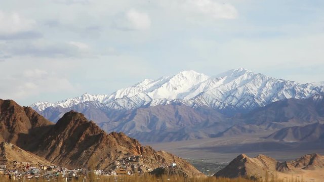 View of Namgyal Tso Monastery on the mountain and lanscape of Leh, Ladakh, India