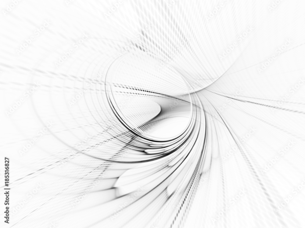 Aufkleber Abstract white and black background texture. Dynamic lines and halftone effects pattern. Detailed fractal graphics. Science and technology concept.