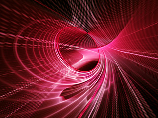 Abstract red and black background texture. Dynamic lines and halftone effects pattern. Detailed fractal graphics. Science and technology concept.