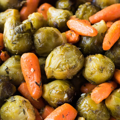 Caramelized brussels cabbage and carrots with herbs and garlic