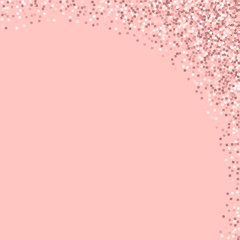 Pink gold glitter. Abstract right top corner with pink gold glitter on pink background. Fair Vector illustration.