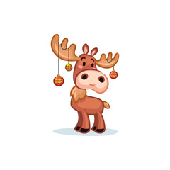 Christmas Vectors - Moose Wearing Ornaments
