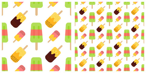 Ice cream seamless pattern on transparent background