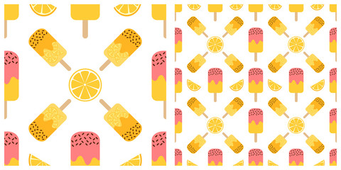 Ice cream seamless pattern on transparent background