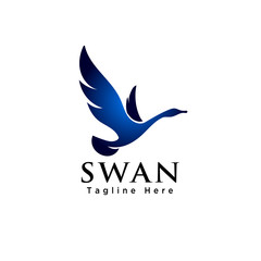 elegant Flying swan bird logo