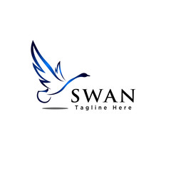 Line art flying swan bird logo