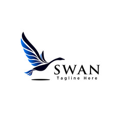 Abstract flying swan bird logo