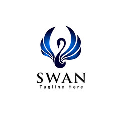 Abstract flying swan bird logo