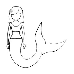 mermaid  with  short hair   vector illustration
