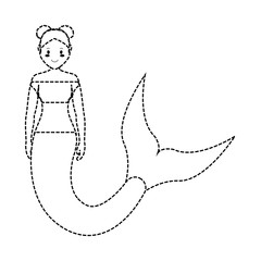 mermaid with  two buns hairstyle  vector illustration