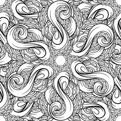 Black and white tentacles vector seamless pattern