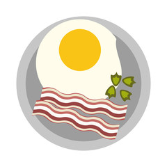 Sunny egg with bacon on dish