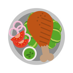Chicken thigh with salad
