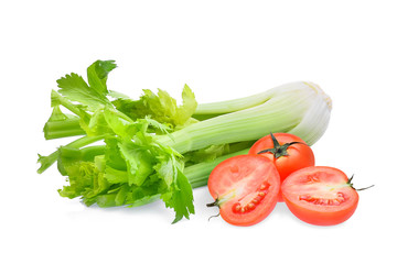 tomato and celery vegetable isolated on white background