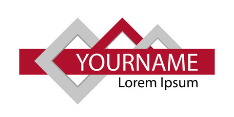 Logo with three part abstract elements. Geometric frame. Vector illustration.