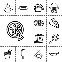 Cuisine icons. set of 13 editable outline cuisine icons