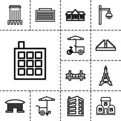 City icons. set of 13 editable outline city icons