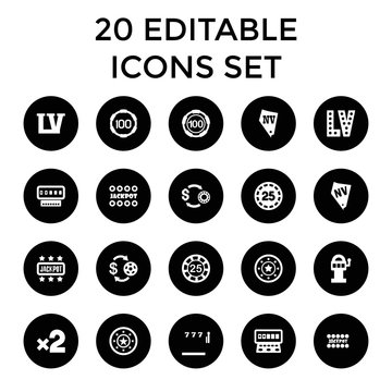 Jackpot icons. set of 20 editable filled jackpot icons