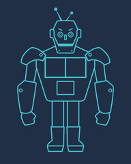 Blue Outline Robot illustration