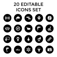Creative icons. set of 20 editable filled creative icons