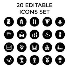 Place icons. set of 20 editable filled place icons