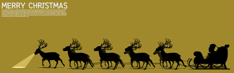 silhouette of Santa's sleigh with nine reindeer on transparent background   © heavypong