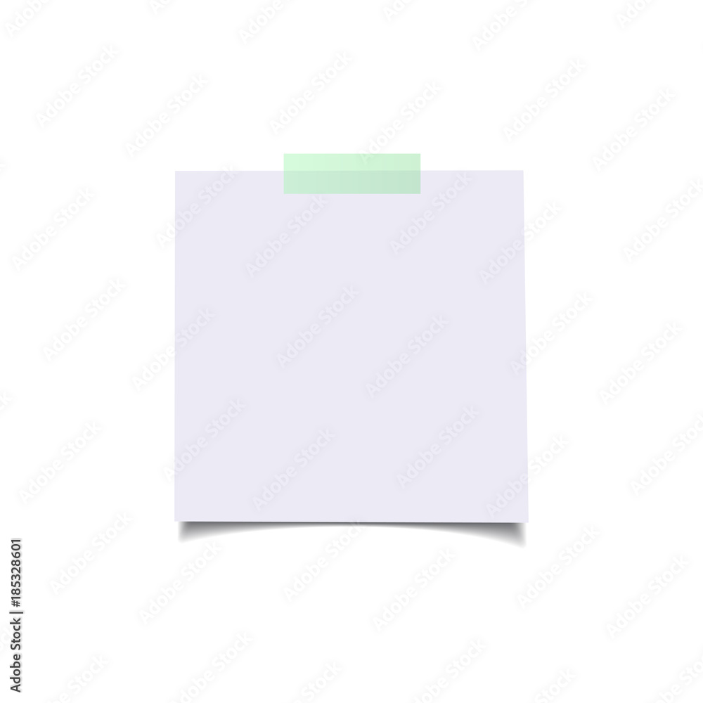 Poster paper sheets with green sticker. vector realistic isolated design elements.