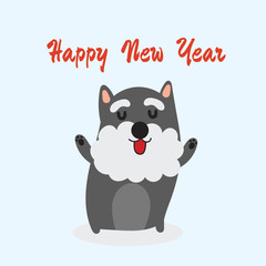 cute dog vector with happy new year