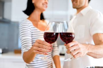 Portrait of a couple having a glass of red wine
