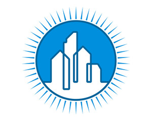 blue building cityscape skyscraper construction architecture image icon logo