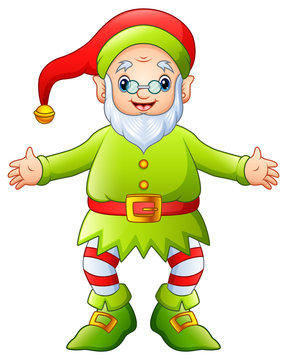Cartoon happy christmas old elf