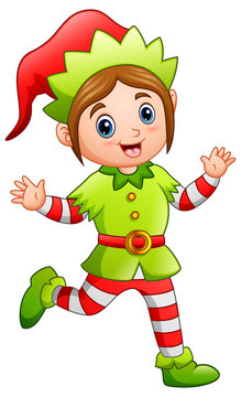Cartoon happy Christmas elf