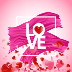Love design. Love valentine's background with hearts. Valentines day with red heart. Love typography.