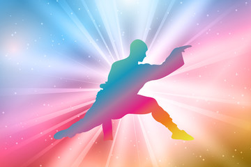 Kung Fu Master Silhouettes, Chinese Boxing, Colorful, Rainbow 