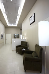 Modern interior of the lobby of the clinic's office