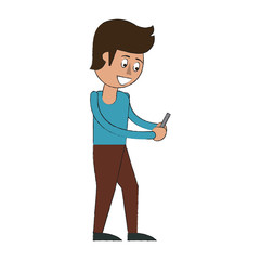Man with smartphone cartoon