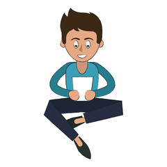 Man with tablet cartoon