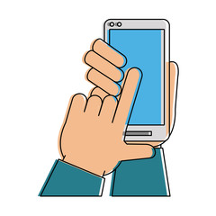 Hand with smartphone icon vector illustration graphic design