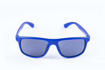 Fototapeta premium isolated blue faishon sunglasses on white background