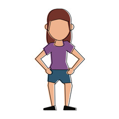 Woman faceless cartoon icon vector illustration graphic design