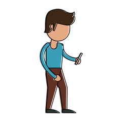 Man with smartphone cartoon icon vector illustration graphic design